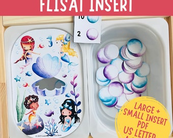 Mermaids Counting, Printable Flisat Insert, Trofast Insert, Preschool Pretend Play, Toddler Dramatic Play, for Sensory Table, Count to 10