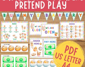 Easter Bunny's Bakery Pretend Play Kit, Bakery Dramatic Play, Preschool Centers, Printable, Role Play Set, Kindergarten, Learning Activity