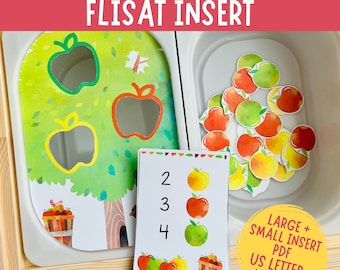 Counting Apples Flisat Insert, Trofast Insert, Flisat Printable, Preschool Pretend Play, Toddler Dramatic Play, Sensory Table, Fall