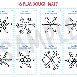 Snowflakes Play Dough Mats, Printable Play Doh Toddler Activities, Preschool Fine Motor Mats, Snowflakes Theme, Winter Activity, Unit Study image 3