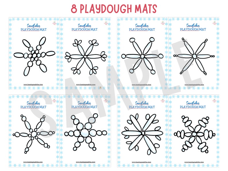 Snowflakes Play Dough Mats, Printable Play Doh Toddler Activities, Preschool Fine Motor Mats, Snowflakes Theme, Winter Activity, Unit Study image 3