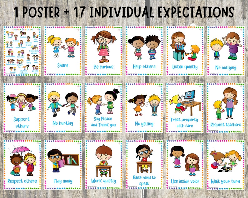 Classroom Rules Posters Class Expectations Bulletin Board Etsy