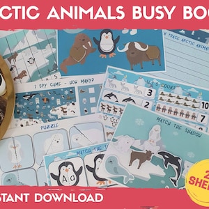 Arctic Animals Busy Book, Polar Animals Busy Binder, Learning Binder, Preschool Busy Book, Busy book printable, Toddler Matching Activities