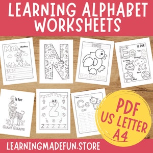 Hojas de trabajo imprimibles de la letra de la semana, Páginas para colorear del alfabeto, Carpeta de aprendizaje, Plan de estudios preescolar, Actividades de rastreo, Jardín de infancia