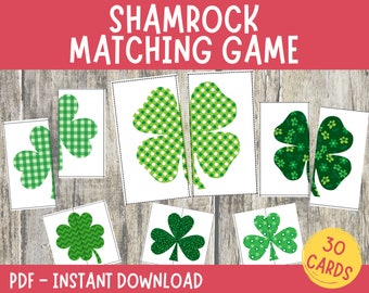 St Patrick Shamrock Matching Game: Toddler Learning Activity (Digital Download)