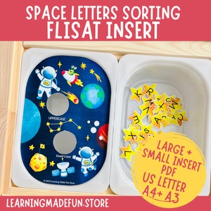 Cartas de clasificación espacial Inserto Flisat imprimible, Inserto Trofast, Juego de simulación preescolar, Juego dramático para niños pequeños, para mesa sensorial, Universo