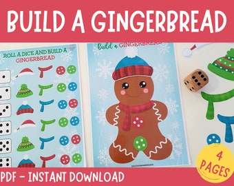 Build a Gingerbread, Activity for Toddler, Busy Book Printable, Winter Learning Activity, Preschool Printable, Busy Binder, Busy Book Pages
