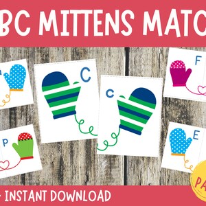 Alphabet Matching Game, Uppercase Lowercase Match, ABC Mittens Matching, Winter Learning Activities, Literacy Centers, Preschool ABC Learn
