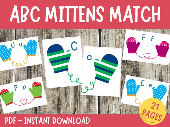 ABC Mittens Matching Game: Uppercase Lowercase Letters (Digital Download)