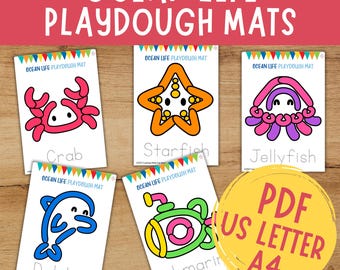 Ocean Life Play Dough Mats: Fine Motor Skills Activity (Digital Download)