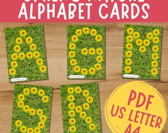 Frühling Natur Alphabet Karten: Hausschule zum Ausdrucken (PDF)