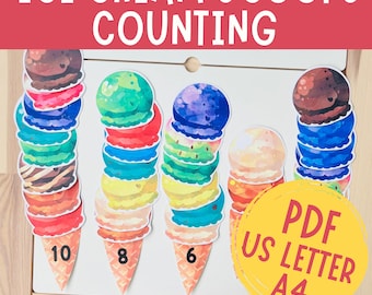 Preschool Summer Math Activity - Printable Ice Cream Cone Counting Game ...