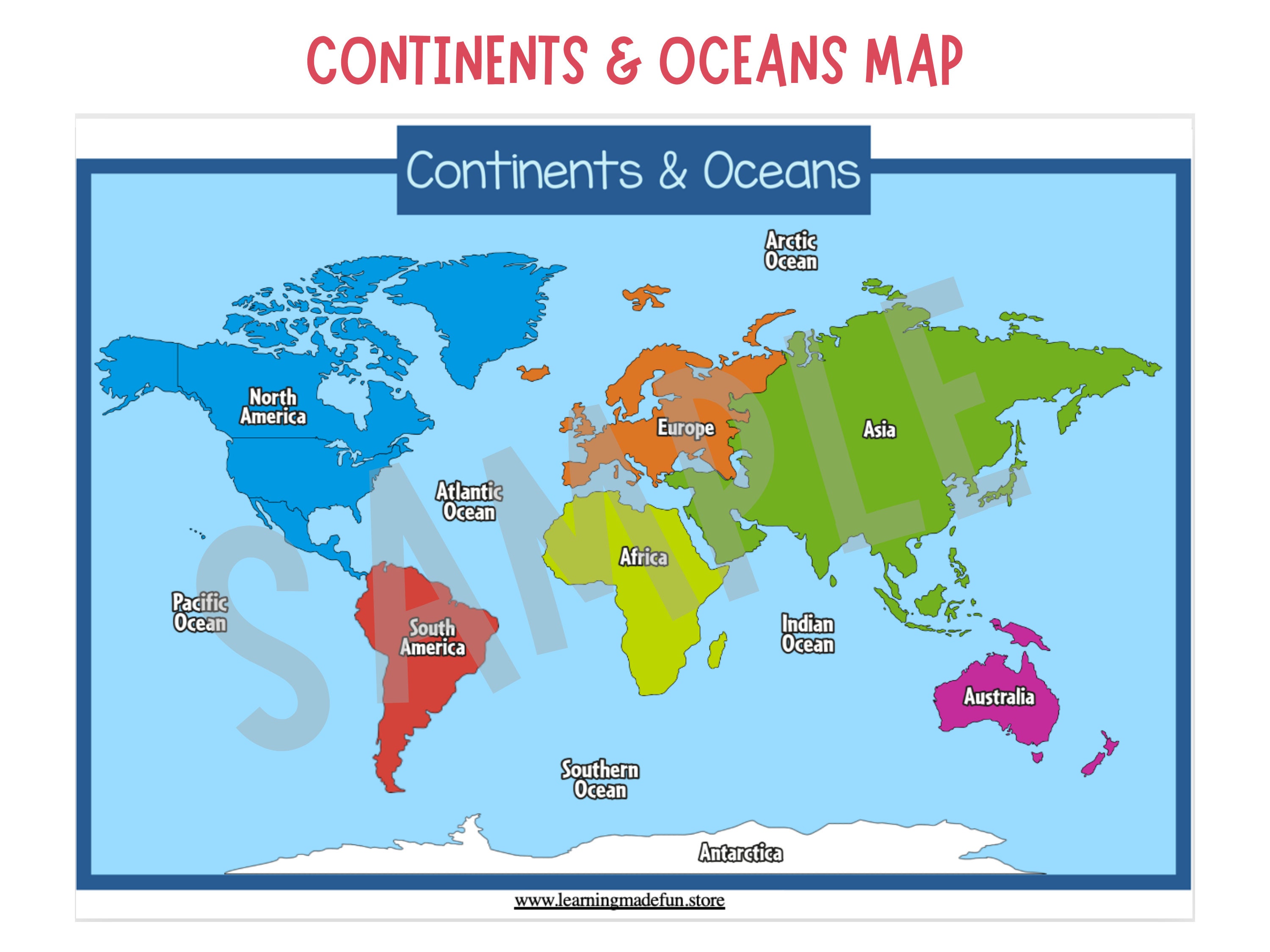Continents Matching Activity World Map Printable Continents Etsy