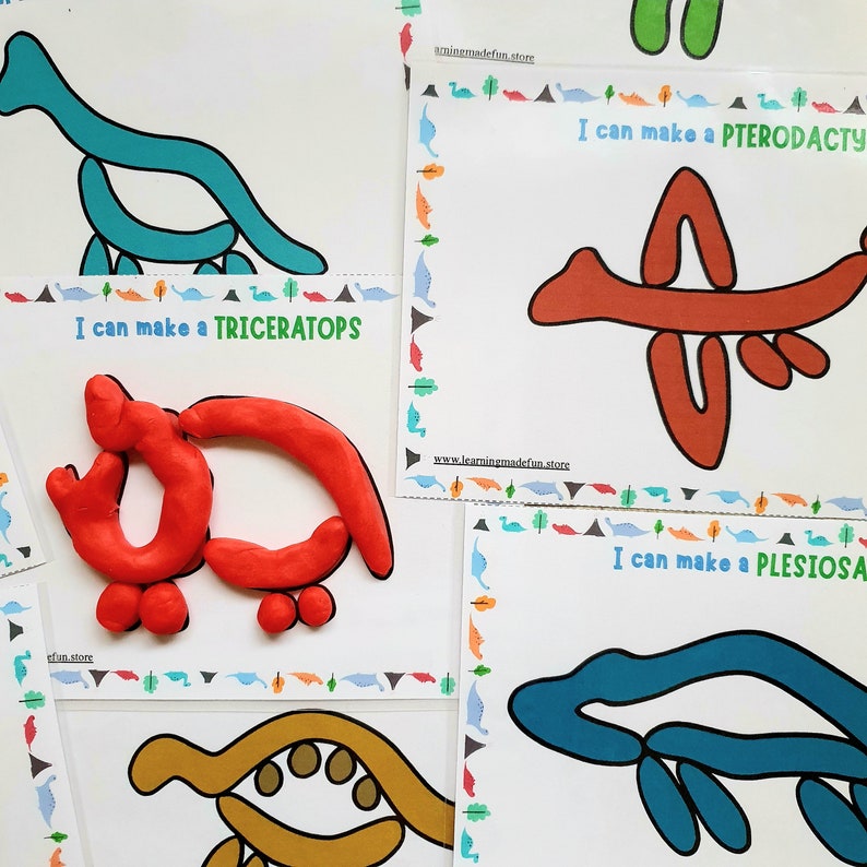 Dinosaurs Play Dough Mats Printable Play Doh Toddler Etsy Australia