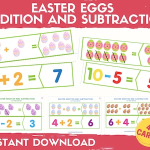 Easter Math Activities, Addition Activity, Subtraction for Preschool, Preschool Math Centers, Learning Activities for kid, Easter worksheets