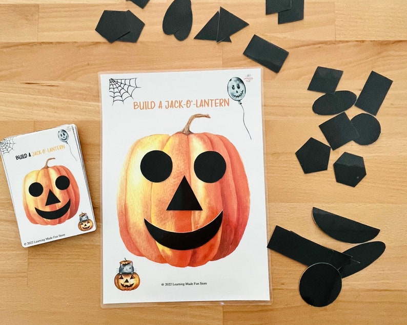Build a Jack-o-lantern Matching Shapes Printable Activity - Etsy