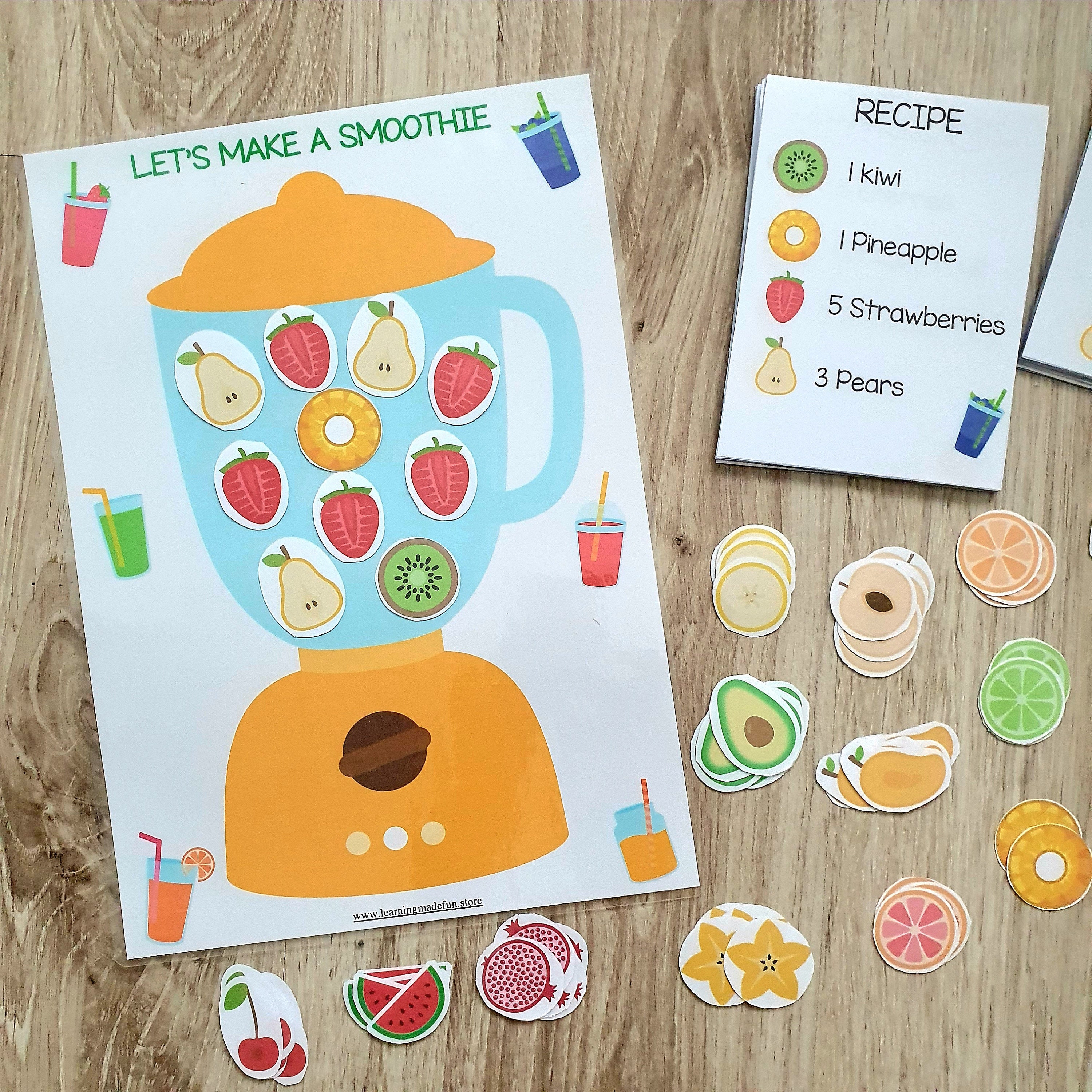 Juice Math Activity Smoothie Counting Game: Preschool Math Pretend Play (PDF) - Etsy