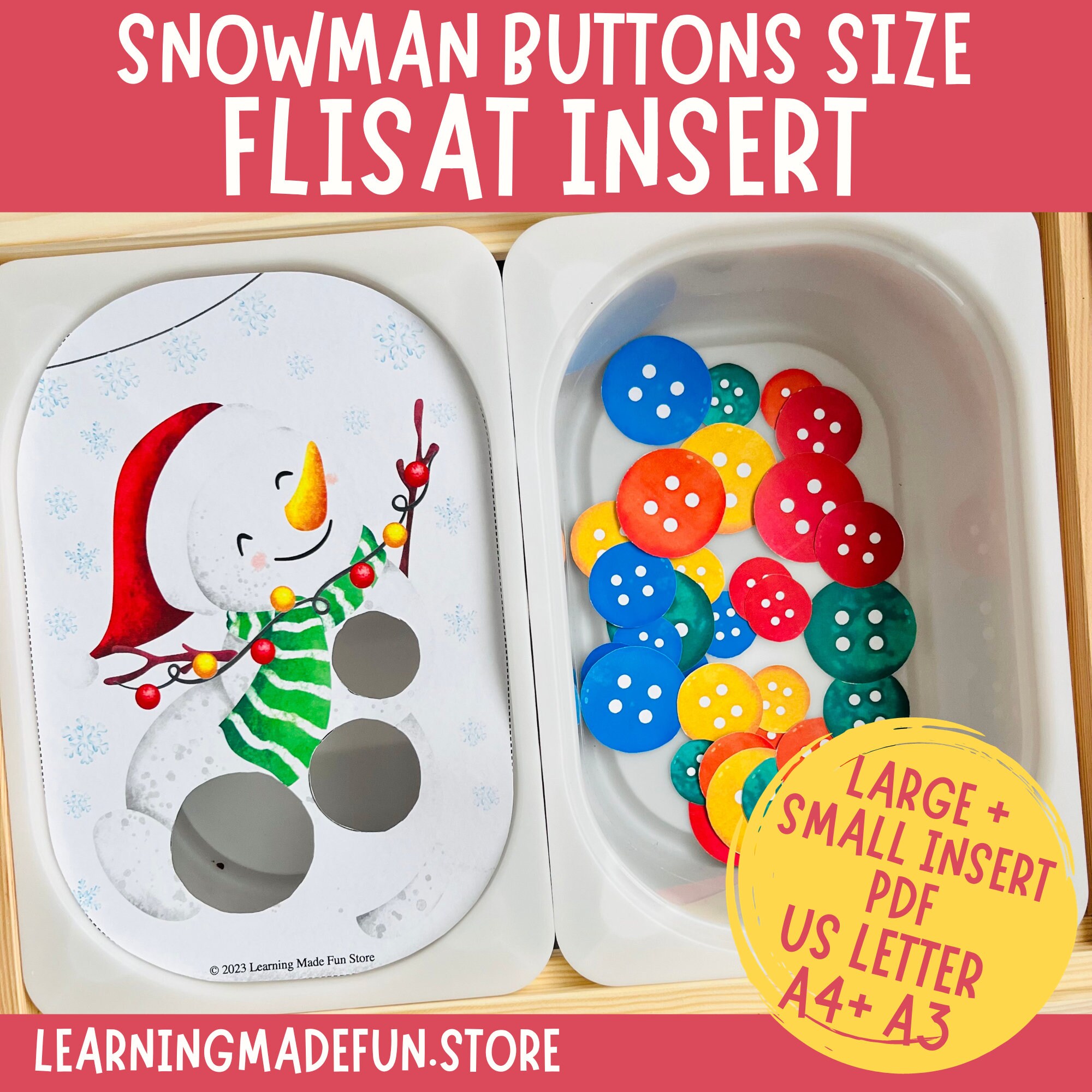 Snowman Size Sorting, Printable Flisat Insert, Trofast Insert, Preschool Pretend Play, Dramatic Play for toddler, Sensory Table, Winter