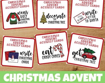 Christmas Advent Activity Cards Printable | 24 Days of Holiday Fun for Kids | Countdown to Christmas Game, Christmas Bucket List