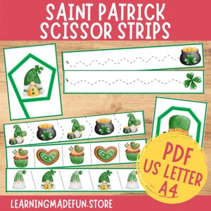 Saint Patrick's Day Scissor Skills Strips: Preschool Cutting Practice (PDF)