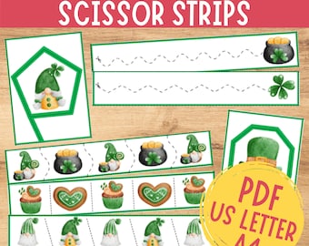 Saint Patrick's Day Scissor Skills Strips: Preschool Cutting Practice (PDF)