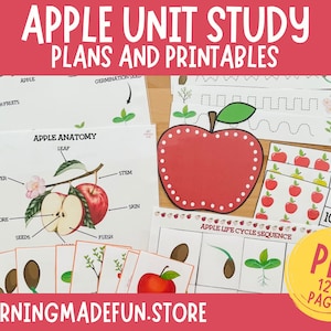 Apple Unit Study, Apple Printable, Herfstactiviteit voor kinderen, Apple Life Cycle, Leeractiviteiten, Apple Preschool Centers, Autumn Busy Book