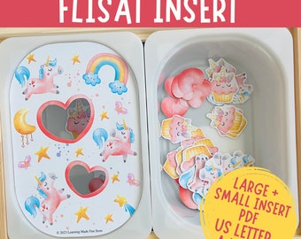 Unicorns Sort by size, Printable Flisat Insert, Trofast Insert, Preschool Pretend Play, Toddler Dramatic Play, Sensory Table, Math Center