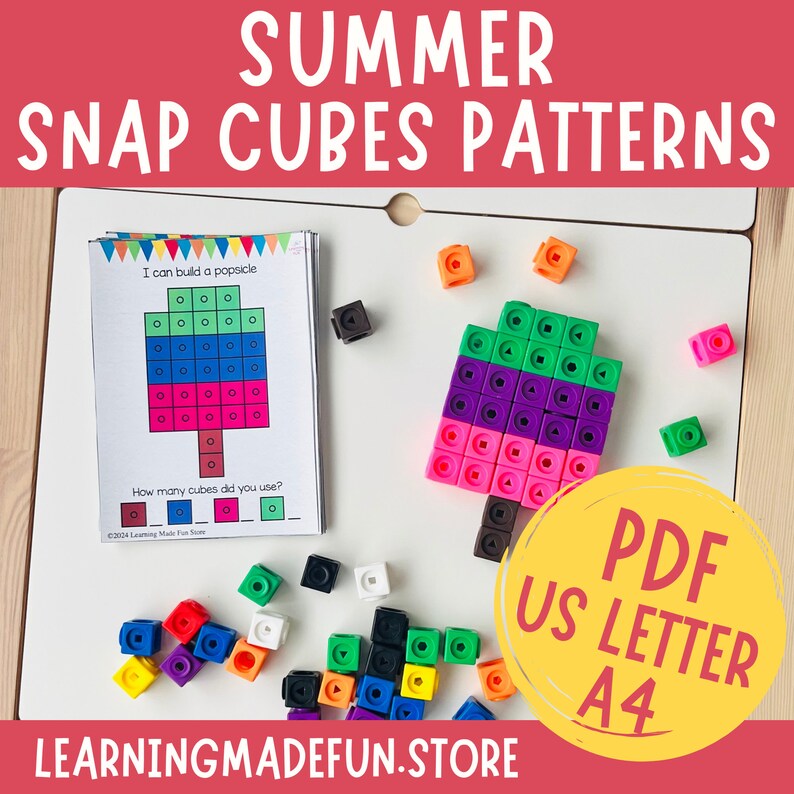 Summer Snap Cubes Mats: Preschool Math Game (PDF Download) - Etsy