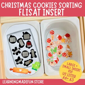 Christmas Cookies Sort, Flisat Insert, Trofast Insert, Flisat Printable, Preschool Pretend Play, Toddler Dramatic Play, for Sensory Table