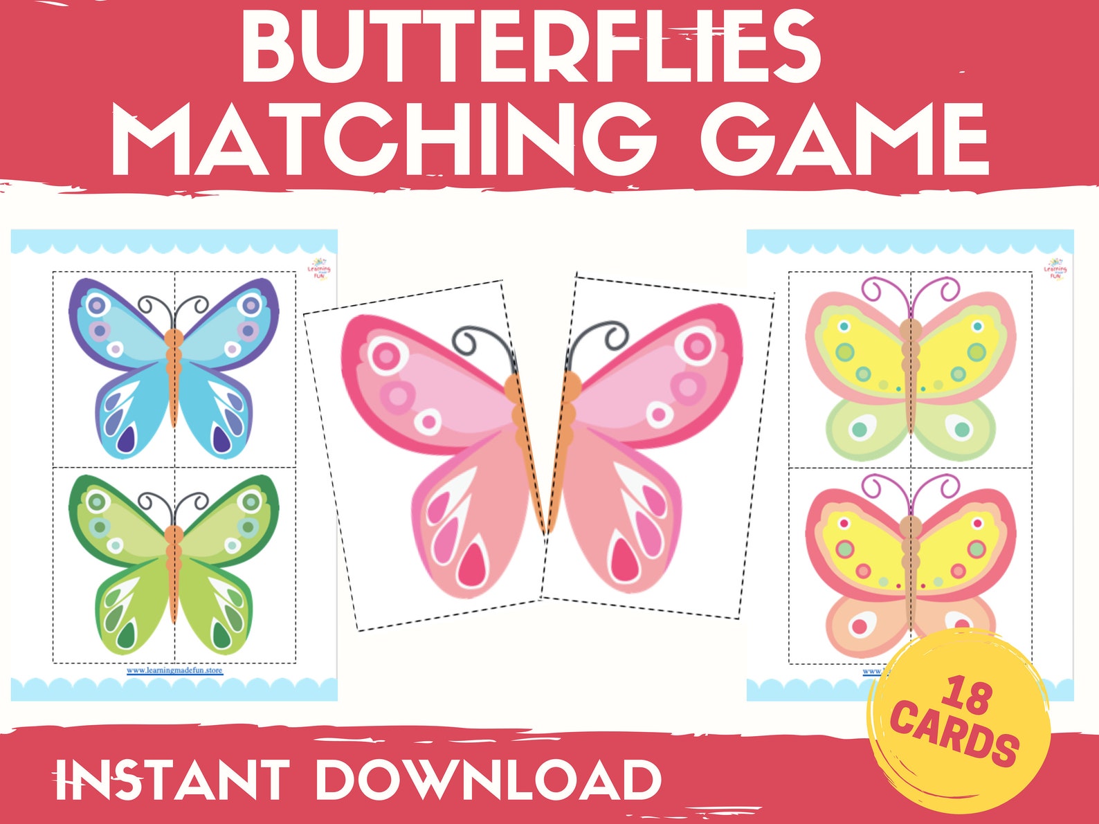 Butterflies Matching Game for Kids Insects Matching Activity Etsy
