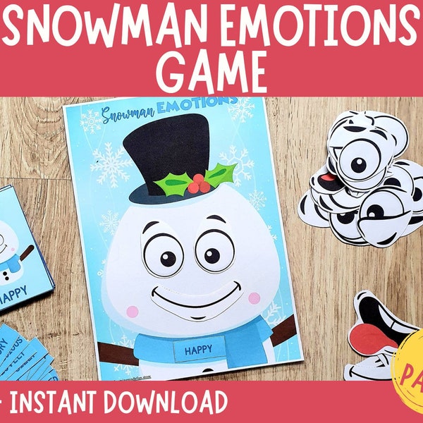 Snowman Emotions and Feelings, Winter Printable Activity for Toddler and Preschooler, Emotion Matching Activities, Morning Circle, Busy Book