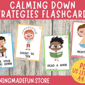 Calm Down Strategies Flashcards, Coping Skills, Techniques, Calm Down Tools, Emotional Regulation, Calm Corner Resource, Autism Activities