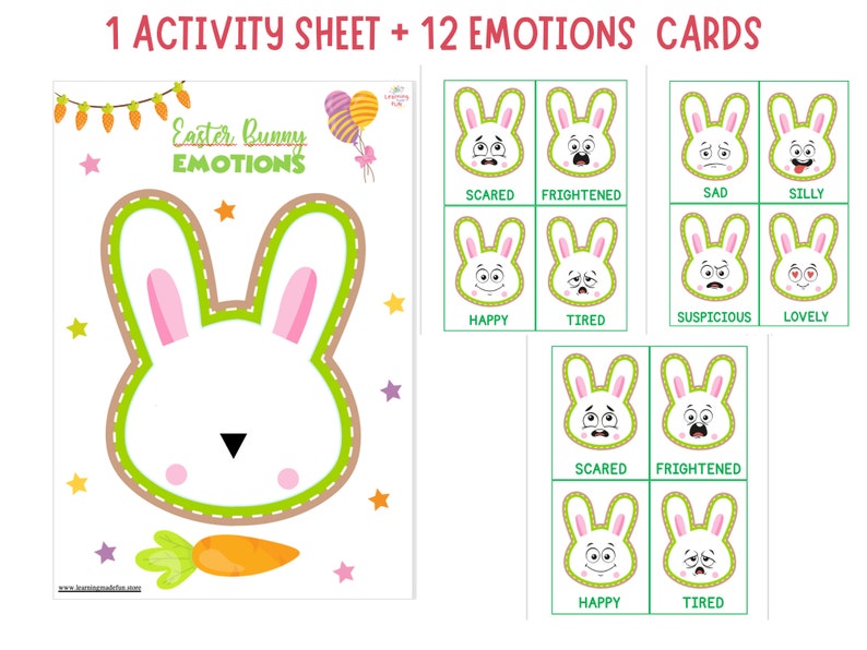 Easter Bunny Emotions Game: Printable Matching Activity (PDF) - Etsy