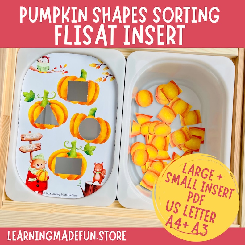 Pumpkin Shape Sorting Flisat Insert, Preschool Learning (digital ...