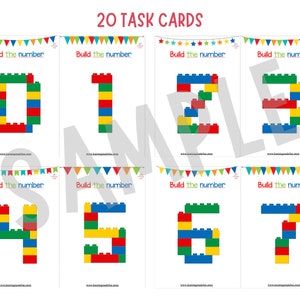 Numbers 0-20 Brick Task Cards, Number Building Card, Fine Motor Activities for Toddlers, Math Centers, Number Learning, Preschool Curriculum image 2