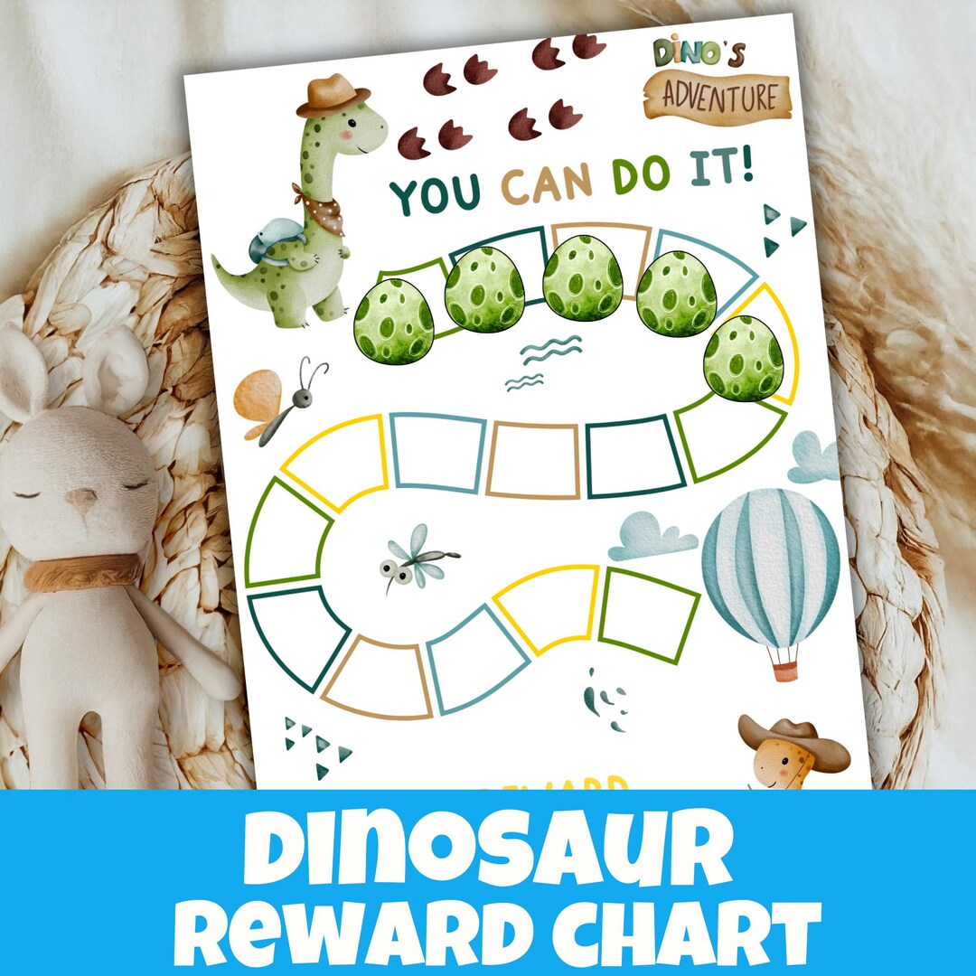 Printable Dinosaur Reward Chart for Boys – Fun Behavior Tracker – Dino ...