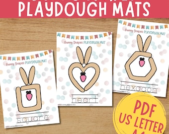 Easter Bunny PlayDough Mats Printable Play Doh Activity Fine Motor Skills Gift for Toddler Preschool Kindergarten Pre-K Learning