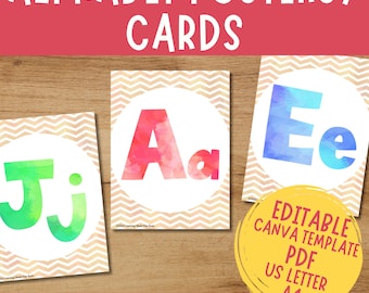 Watercolor Alphabet Posters: ABC Flashcards (Digital Download)