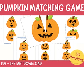 Halloween Pumpkin Matching Game: Toddler Learning Activity (Digital Download)