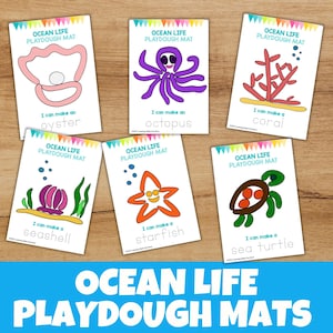 Ocean Life Play Dough Mats, Sea Animals Play Doh Activity, for Homeschool, Toddler Activities, Fine Motor Skills, Preschool Pre-K Learning