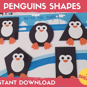 Penguin Shapes Matching Busy Book: Toddler Learning Activity (Printable)
