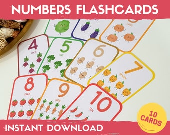 Numbers Flashcards, flashcards toddlers, flashcards set, preschool numbers, kindergarten cards, numbers cards, numbers printables