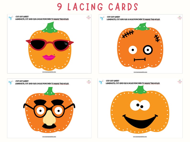 Pumpkin Printable Lacing Cards Toddler Fine Motor Skill - Etsy