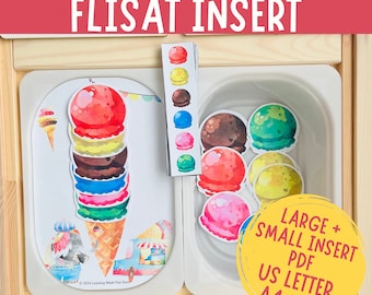 Ice Cream Recipe Flisat Insert, Preschool Pretend Play (Printable)