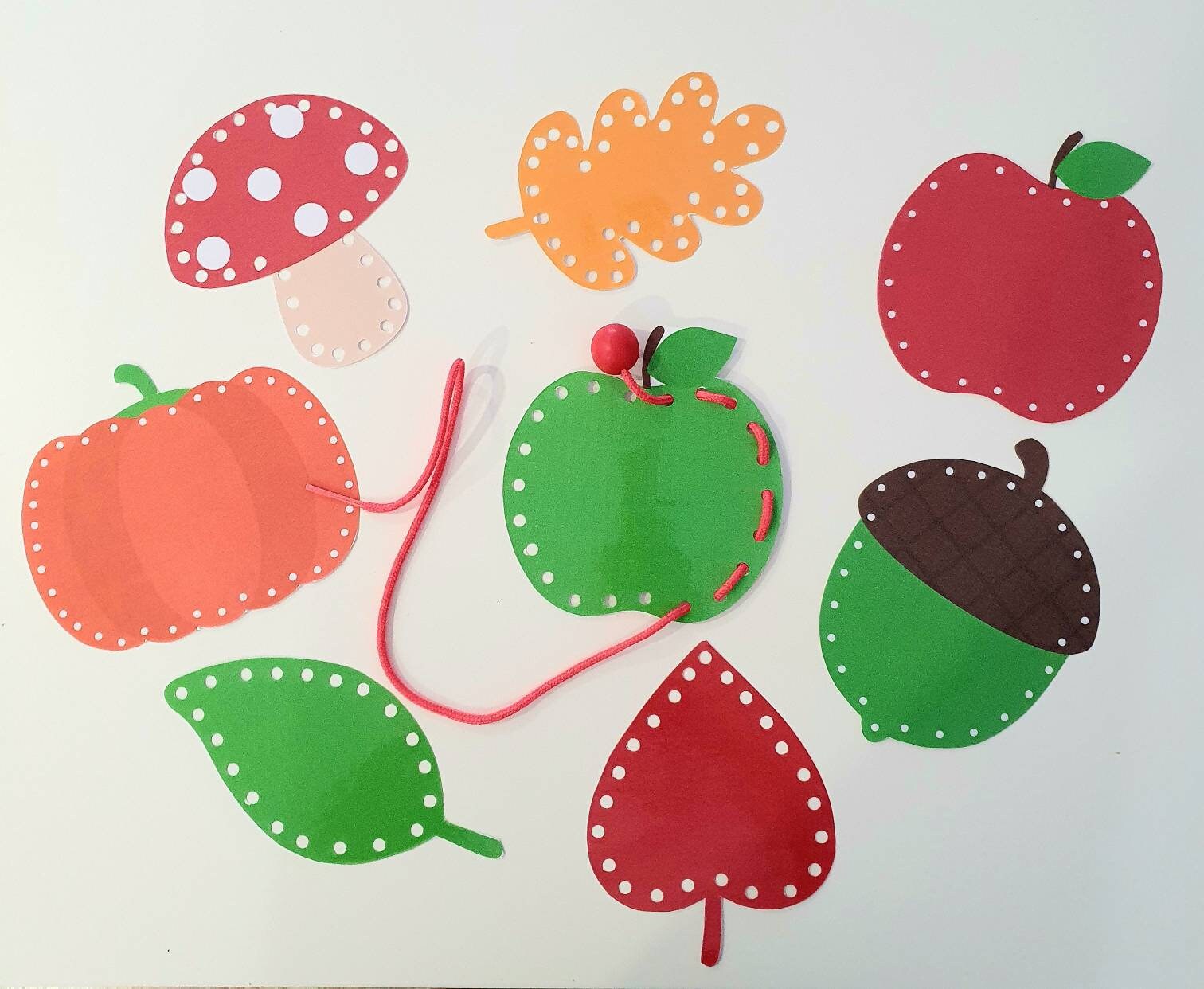 Autumn Printable Lacing Cards Toddler Fine Motor Skill - Etsy