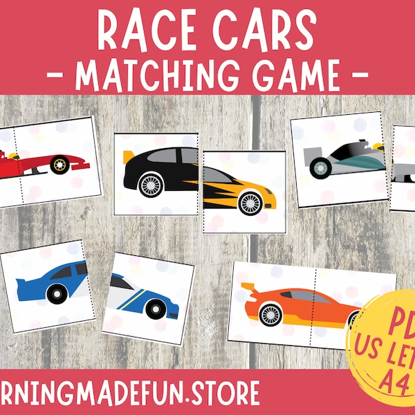 Matching Game Cars - Etsy