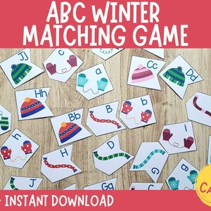 Winter Alphabet Matching Game, Uppercase Lowercase Match, ABC Matching, Winter Learning Activities, Literacy Centers, Preschool ABC Learn