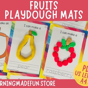 Fruits Play Doh Mats Fine Motor Skills Gift for Toddler Play Dough Mats Homeschool Kindergarten Activities for Kids Montessori Printable