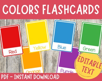 MODIFICABILI Flashcard colori, Flashcard prescolari, Carte colori, Colori di apprendimento, Carte Montessori per bambini piccoli, Flashcard modificabili, Carte