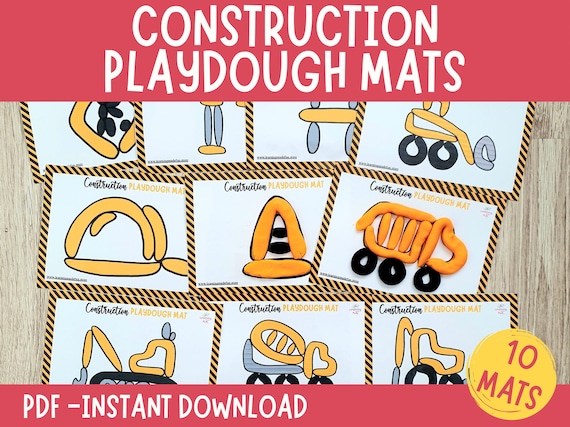 Construction Play Dough Mats, Printable Play Doh Toddler